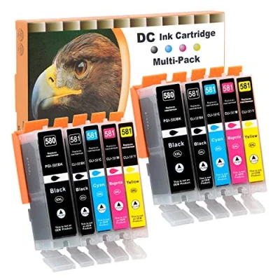 Abbildung von D&amp;C 10x Druckerpatronen Kompatibel mit Canon PGI 580 CLI 581 Ersatz für Pixma TR7550 TR8550 TS6150 TS6151 TS6250 TS6251 TS8150 TS8151 TS8152 TS8250 TS8251 TS8252 TS9150 TS9155 TS9550 Chip