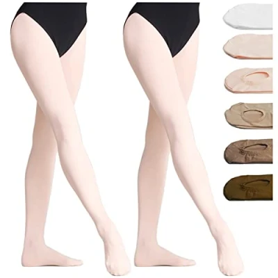 Abbildung von DANCEYOU 2 Paare Ballettstrumpfhose Tanzstrumpfhosen für Mädchen Kinder und Damen Rosa kein Loch L