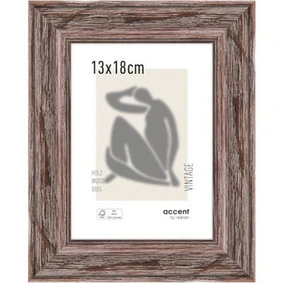 Abbildung von accent by nielsen Bilderrahmen, 13 x 18 cm, Holz, Braun, Fotorahmen zum Auftstellen und Aufhängen im Hoch &amp; Querformat, Echtglas, Vintage