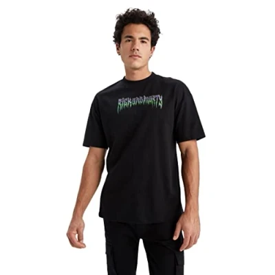 Abbildung von DeFacto Herren Z3165az T Shirt, Schwarz, S EU