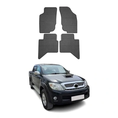 Abbildung von OMAC Gummi Fußmatten kompatibel mit Toyota Hilux 2005 2015 Automatten Schwarz 4tlg