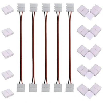 Abbildung von LED Streifen Eckverbinder 2 Polig Strip Verbinder Schnellverbinder Stripe Verteiler Steckverbinder 8mm Breite SMD 3528 2835 Band Anschluss Verlängerung