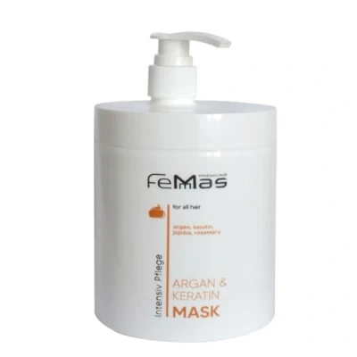 Abbildung von FemMas Argan &amp; Keratin Haarmaske mit pflanzlichen Ölen Proteinen I Arganöl Reichhaltige Protein für gesundes, geschmeidiges Haar Friseur Qualität 1 Liter