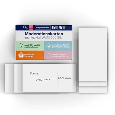 Abbildung von Magnetoplan Moderationskarte 111151500 200x100mm weiß 500 Stück