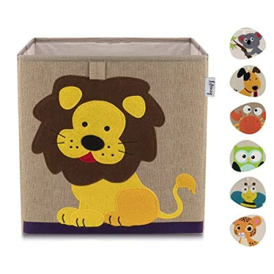 Abbildung von LIFENEY Aufbewahrungsbox Kinder mit Löwe Motiv I Spielzeugbox Tiermotiv passend für Würfelregale Ordnungsbox das Kinderzimmer Aufbewahrungskorb