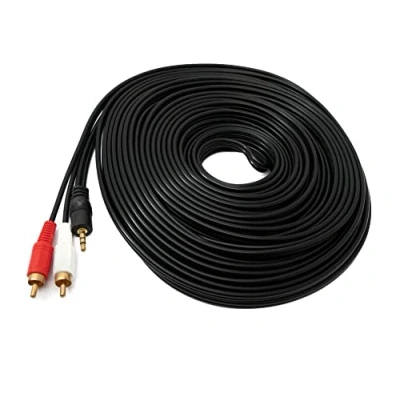 Abbildung von System S Cinch 2 RCA Kabel 20 m Stecker zu AUX 3,5 mm Klinke Stereo AV in Schwarz