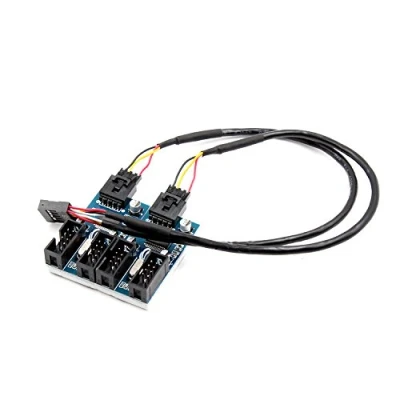 Abbildung von USB Hub intern 1 auf 4, iHaospace 9 Poliger Mainboard Splitter Header Stecker bis 4 Buchse, 2.0 Y Splitter, Pin Kabel, Erweiteringssteckplatz