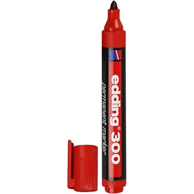 Abbildung von edding 300 Permanentmarker rot 1 Stift Rundspitze 1,5 3 mm wasserfest, schnell trocknend wischfest für Karton, Kunststoff, Glas, Holz, Metall, Glas