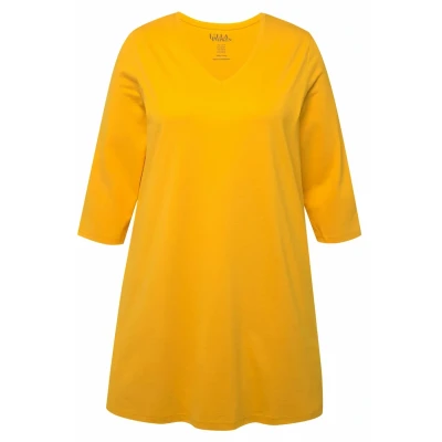 Abbildung von Ulla Popken Silhouette EN A COL V Manches 3/4 Langarmshirt, Damen, Größe: 62/64, Orange