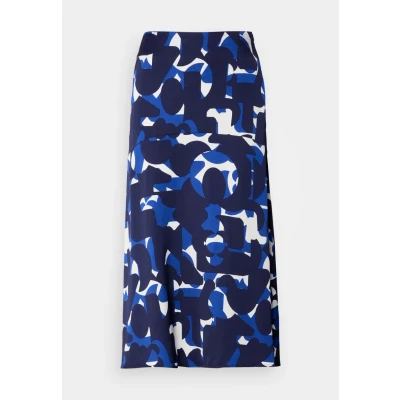 Abbildung von Marc O&#039;Polo Skirt MIDI Length Flared Shape Cutline Printed Alinienrock, Damen, Größe: 38, Blue
