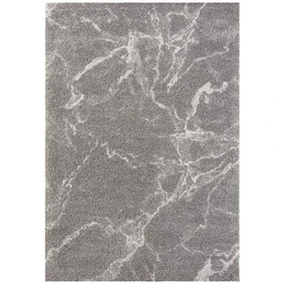 Abbildung von Mint Rugs Mayrin Teppich Hochflor Wohnzimmer Weich Flauschig Langflor Shaggy Flokati Modernes Design in Marmor Optik für Kinderzimmer Schlafzimmer Küche Flur Grau Creme 200x290 cm