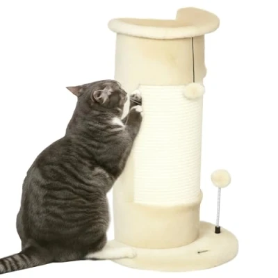 Abbildung von PawHut Kratzbaum kleiner Katzenkratzbaum mit Kratzball, Katzenmöbel, Indoor, Cremeweiß, 34B x 25.5T 58H cm