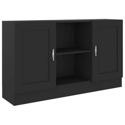 Abbildung von vidaXL Sideboard 2 Fächer Türen Kommode Anrichte Beistellschrank Mehrzweckschrank Standschrank Schrank Schwarz 120x30,5x70cm Holzwerkstoff
