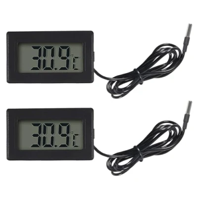 Abbildung von AITRIP 2 Stück digitales LCD Thermometer, Temperaturmonitor mit externer Sonde für Kühlschrank, Gefrierschrank, Aquarium
