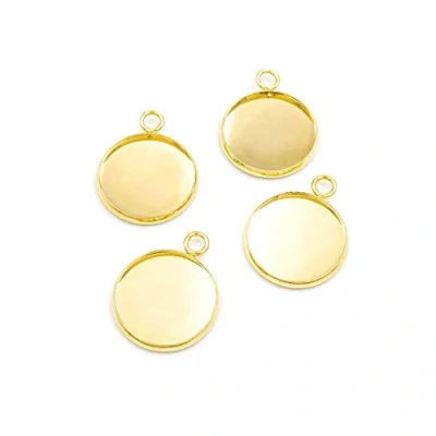 Abbildung von Vintageparts Fassungen aus 304 Edelstahl mit 18k Goldbeschichtung 18mm 4 Stück zum Schmuck selber basteln