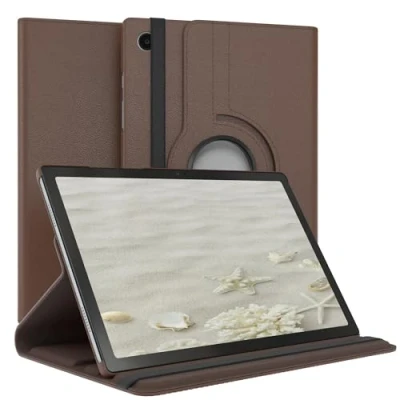 Abbildung von EAZY Case Tablet Hülle für Samsung Galaxy Tab A8 10.5 LTE Schutzhülle Zoll Smart Cover Rotationcase zum Aufstellen Klapphülle 360 drehbar mit Standfunktion Tasche Kunstleder Braun