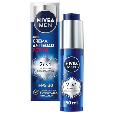 Abbildung von NIVEA MEN POWER 2 in 1 Anti Falten und Feuchtigkeitscreme (1 x 30 ml), Aging Gesichtscreme mit FP30 Schutz, Sonnencreme Luminous 630 Hyaluronsäure