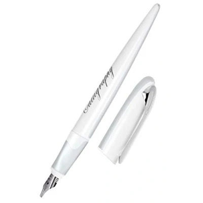 Abbildung von Online Kalligrafie Füller, Schönschreibfüller Air Pastel Silver, breite Kalligraphie Feder in Strichstärke 1,8 mm, für Standard Tintenpatronen oder Konverter, inkl. Kombipatrone blau