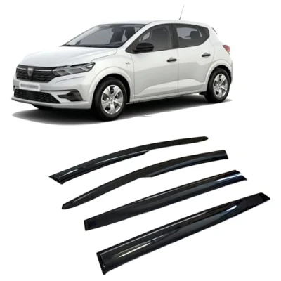 Abbildung von Rumplex Windabweiser Luftabweiser Regenabweiser Seitenfensterabweiser Kompatibel mit Dacia Sandero Schrägheck 2021 2024 Autofenster Regenschutz Anklebbare Deflektoren 4 Stück