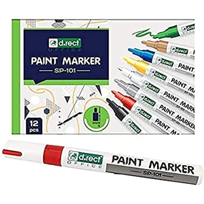 Abbildung von D.RECT SP 101 Marker Stifte, Stück Wasserfest für Steine Bemalen, Acrylfarben Stifte Keramik Glas Porzellan Metall Kunststoff Holz Leinwand (Medium Spitze) 12 Rot