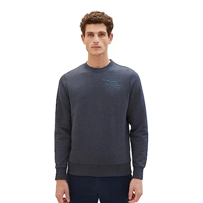 Abbildung von TOM Tailor MIT Print Sweatshirt, Herren, Größe: XXL, Sky captain blue white melange