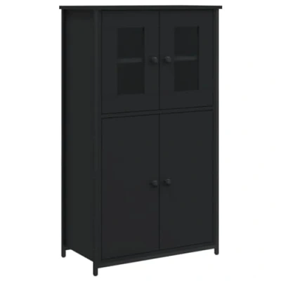 Abbildung von vidaXL Highboard, Sideboard mit viel Stauraum, Kommode Wohnzimmerschrank Metallgestell, Schrank Anrichte Beistellschrank, Schwarz Holzwerkstoff