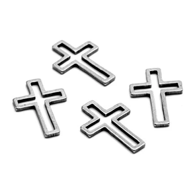 Abbildung von Vintageparts Verbinder als Kreuz in Platinfarben aus 304 Edelstahl 4 Stück Schmuck selber Machen