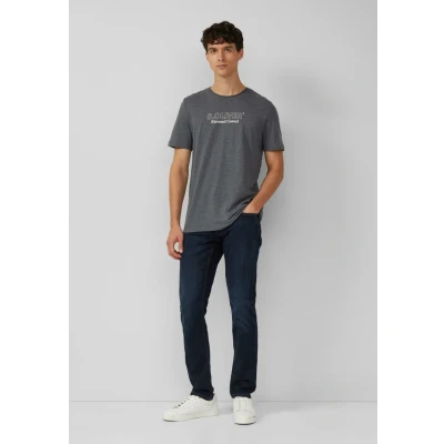 Abbildung von s.Oliver Meliertes MIT Rollkante UND Front Tshirt basic, Herren, Größe: Large, Schiefergrau