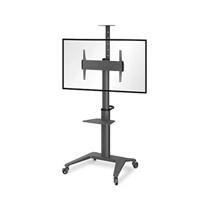 Abbildung von conecto LM FS02NB Pro TV Ständer Standfuß rollbar Universal für Monitor Fernseher LCD LED Plasma mobil mit Rollen höhenverstellbar schwenkbar drehbar 37 70 Zoll VESA 200x200 600x400mm Alu schwarz