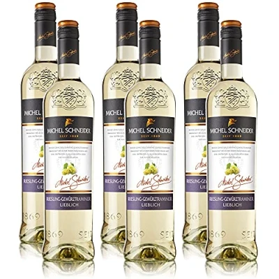 Abbildung von 6 Flaschen Weisswein Michel Schneider Riesling Gewürztraminer Pfalz QbA, lieblich (6x0,75l)