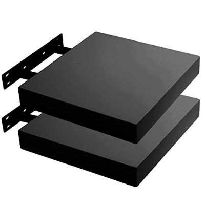 Abbildung von Lestarain Wandregal, 25x23x3.8cm 2er Set MDF Wandboard Schweberegal Holz Hängeregal DVD CD Regal Wall Shelf Für Küche Wohnzimmer Schlafzimmer Schwarz
