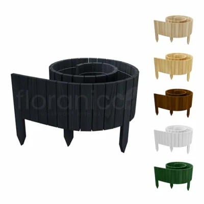 Abbildung von Floranica Rollborder II Flexibler Holzzaun 203cm Höhe: 40cm Anthrazit Imprägniert Beeteinfassung