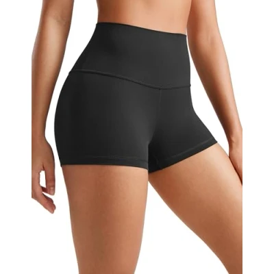 Abbildung von CRZ Yoga Damen Butterluxe Kurze Sporthose Laufshorts Sommer Radlerhose High Waist Fitness Shorts 6.3cm Schwarz 40