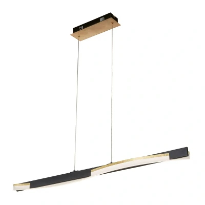 Abbildung von Fischer &amp; Honsel Pendelleuchte, Bridgeschwarz/gold L: 100 cm, B: 9 A: 160 cmHöheneinstellenbarstufenlos dimmbar Farbtemperatureinstellung 1x LED 21 Watt 2700/6500 K 2500 lm EEG: F 61038