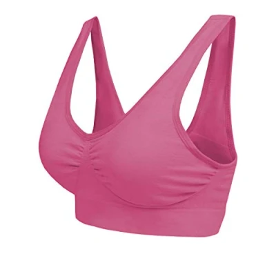 Abbildung von Boolavard ® Sport BH und Wohlfühl Bra Komfort nahtlos in Farbe Weiß Schwarz Beige (XXL: 116 121cm (90C 100A), Rosa)