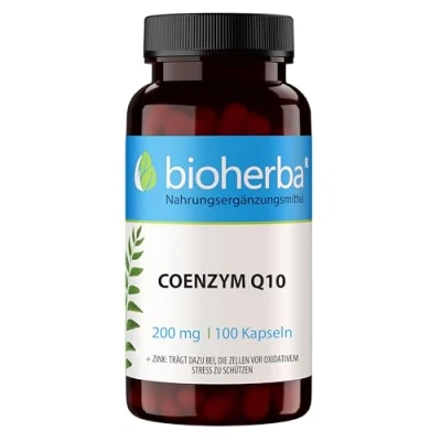 Abbildung von Q10 Kapseln 100 Stück hochdosiert mit Coenzym und Zink für den Zellschutz vor oxidativem Stress sowie normalen Säure Basen Kohlenhydrat Stoffwechsel von BIOHERBA PZN 17190134