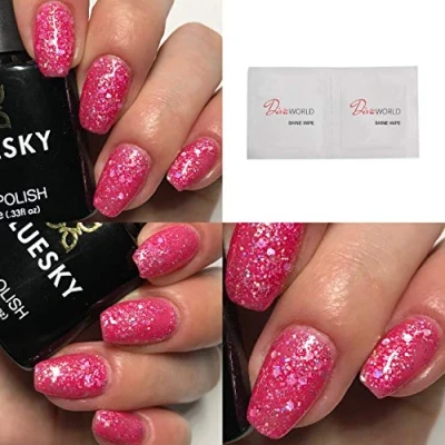 Abbildung von BLUESKY Gel Polish, Daddy&#039;s Girl, BLZ46, 10ml, auflösbarer Nagellack, Rosa, Neon, Glitzer (Aushärtung unter UV /LED Lampe erforderlich) er Pack(x)