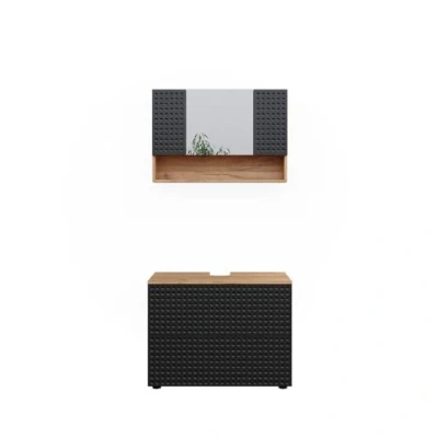 Abbildung von Vicco Badmöbel Set Irma, Goldkraft Eiche/Anthrazit, 2 Teile, Unterschrank 80 cm, (2 St., er Set)