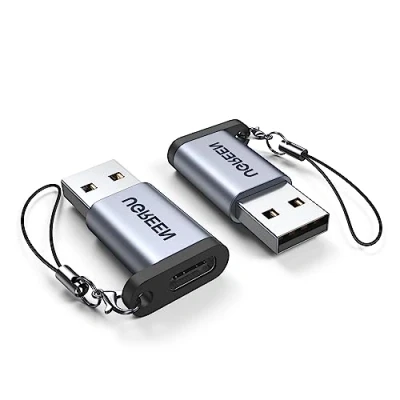 Abbildung von UGREEN USB 3.0 auf C Adapter 10Gbps Stecker zu Buchse A Ladegerät Ladekabel kompatibel mit iPhone 16 15 Pro Max iPad Galaxy S23 Serie Laptops usw. (2 Stück)