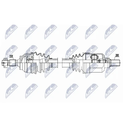Abbildung von NTY NPW CT 053 Antriebswelle Vorderachse links 612 Automatikgetriebe PEUGEOT: 307 Schrägheck, CC, SW, CITROËN: C4 I Grand Picasso