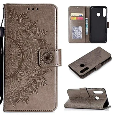 Abbildung von CoverKingz Handytasche kompatibel mit Huawei P30 Lite Handy Case Kartenfach Handyhülle Flipcase klappbar Motiv Mandala Grau