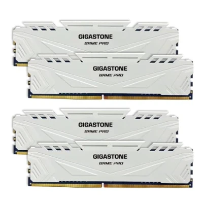 Abbildung von 【DDR4 RAM】 GIGASTONE Game PRO 64GB Kit(4x16GB) DDR4 3200MHz PC4 25600 CL16 18 40 Intel XMP 2.0 AMD Ryzen 1.35V UDIMM 288Pin Nicht ECC ungepuffert Desktop Hochleistung Arbeitsspeicher Weiß