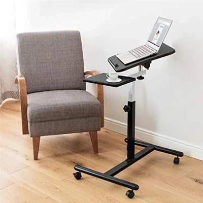Abbildung von Tatkraft Vanessa Laptoptisch Höhenverstellbar, mit Mausablage, Rollen, Mobil &amp; Ergonomisch für Sofa, Bett, Sessel, MDF Holz, Stahl, Schwarz