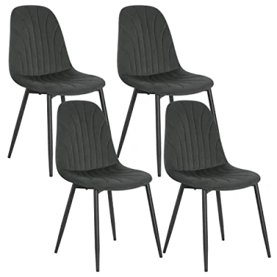 Abbildung von Lestarain 4er Set Esszimmerstühle, ergonomischer Küchenstuhl, Polsterstuhl mit Samtbezug, Wohnzimmerstuhl Metallbeinen, Design Stuhl für Schlafzimmer Wohnzimmer, Dunkelgrau, LCNI114001 4