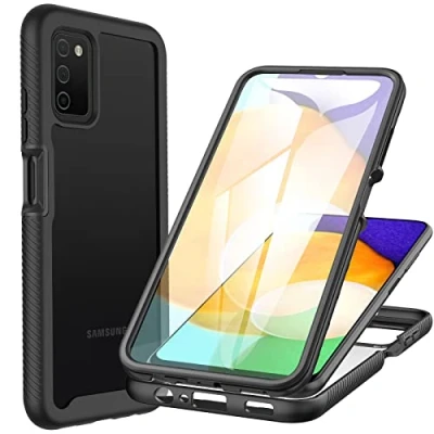 Abbildung von CENHUFO für Samsung Galaxy A03s Hülle, 360 Grad Schutzhülle Stoßfest Panzerhülle mit Eingebautem Displayschutz, Outdoor Bumper Full Cover Case komplett Handyhülle Schwarz