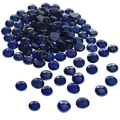 Abbildung von Belle Vous Glassteine Deko Blau 2,25kg 18mm Flache Steine Steinchen Glas Nuggets für Hochzeiten/Party Tische, Vase und Aquarium Muggelsteine Blaue Flach