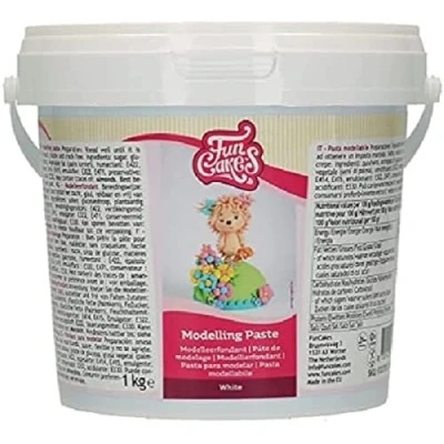 Abbildung von FunCakes Modellierpaste Weiß: Perfekt zum Modellieren von Figuren, Cake Topper und Rüschen. Stark, glatt geschmeidig. Halal, koscher glutenfrei. 1 kg.