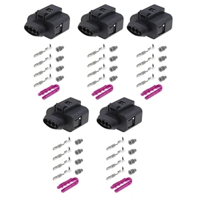 Abbildung von ECSiNG 5 Set Auto 4 Pin Ansaugdrucksensor Buchsen Weiblich Sensorstecker mit 20 Buchsenanschlüssen Dichtungen 1J0973704
