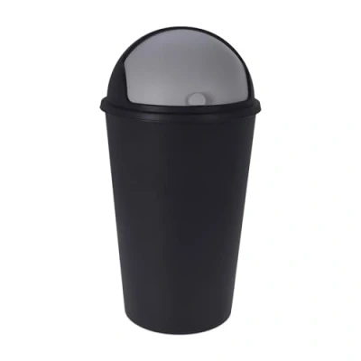Abbildung von Spetebo XL Abfalleimer mit Schiebedeckel schwarz 25 L Runder Mülleimer Kuppel Deckel Kosmetik Eimer Müll Behälter Abfall recycelbar