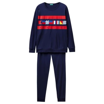 Abbildung von United Colors of Benetton IN LONG Pyjama, Herren, Größe: Medium, Blue
